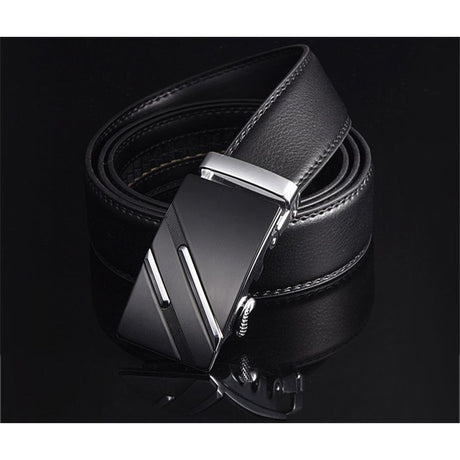 Men's Automatic Belt Leather Business Casual Style Slide belt,  for men Slide Belt Strap Automatic Leather Belt Buckle
