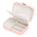 Travel Jewelry Box, PU Leather Small Jewelry Organizer for Women Girls, Portable Mini Travel Case Display Storage Holder Boxes for Stud Earrings, Rings, Necklaces, Bracelets (Pink)