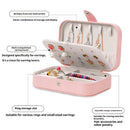 Travel Jewelry Box, PU Leather Small Jewelry Organizer for Women Girls, Portable Mini Travel Case Display Storage Holder Boxes for Stud Earrings, Rings, Necklaces, Bracelets (Pink)