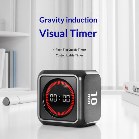 Office Desk Timer Cube, Visual Pomodoro Timer with Gravity, Countdown 5/10/25/45 Min, Rechargeable Productivity Tool for Classroom, Kitchen, Gym, Yoga, College School Supplies Cool Gadgets