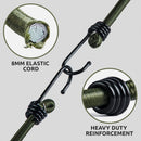 45cm- Heavy Duty Bungee Cords with Hooks10 Pack Multi-Purpose Elastic Bungee Straps for Luggage, Roof Racks, Camping - Weatherproof & UV Resistant