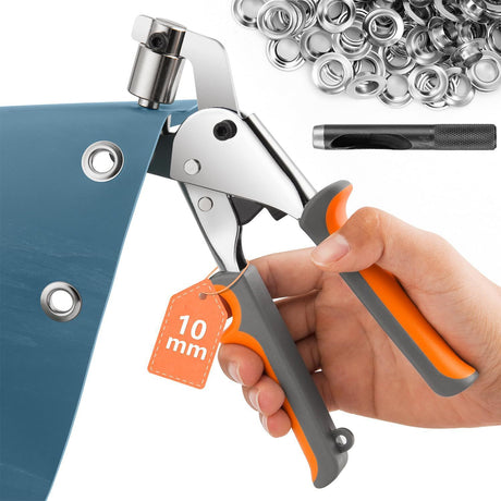 Heavy Duty Grommet Tool Kit, 500 pcs 10mm Grommets, Eyelet Tool, Press for Tarp, Grommet Kit, Fabric, Banner, Canvas, Leather, Tents, Vinyl