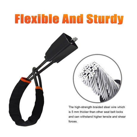 Car Steering Wheel Lock, Seat Belt Lock, Anti-Theft Device, Small and Light-Weight, Multi-Functional, Fit Most Vehicle, SUV, Golf Cart Security (Black)