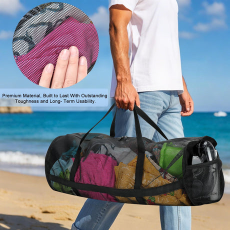 Diving Mesh Duffel Bag Large Capacity, Quick-Dry Ventilation System Mesh Duffel Bag for Scuba Diving, Snorkeling & Spearfishing Ideal Beach Travel Companion