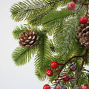 Elegant Flocked Teardrop Swags with Pinecones and Berries, Shimmering Holiday Hanging Decor for Indoor Door Wall Mantel,（55*35cm）