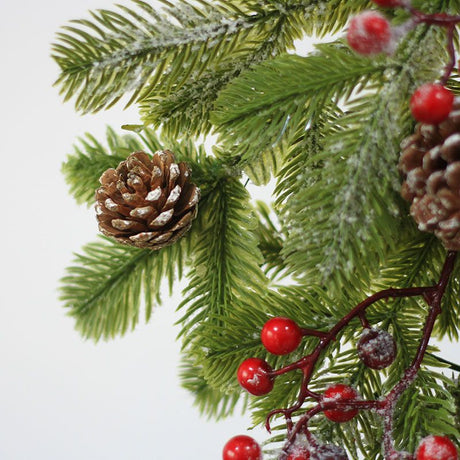 Elegant Flocked Teardrop Swags with Pinecones and Berries, Shimmering Holiday Hanging Decor for Indoor Door Wall Mantel,（55*35cm）