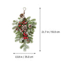 Elegant Flocked Teardrop Swags with Pinecones and Berries, Shimmering Holiday Hanging Decor for Indoor Door Wall Mantel,（55*35cm）