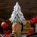 3 Pcs Snow Tabletop Christmas Trees, Snow Flocked Mini Tabletop Pine Trees with Wooden Base,Artificial Desk Christmas Trees for Xmas Holiday Home Party Table Decorations(22cm)