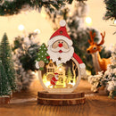 2 Pcs Wooden Christmas Ornaments, Light Wooden Hanging Ornaments Santa Claus Snowman Ornaments for Christmas Tree，16*10.5*3.5cm（The packaging does not include batteries）