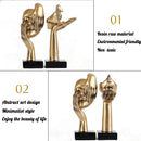 2Pcs Small Statue Set - Black Gold Home Decor Abstract Art Figurines for Shelves, Living Room Coffee Table, Office Desktop (17*6.5cm)