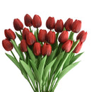 20pcs Artificial Tulips Flowers Fake Faux  Tulip Bouquet Real Touch Flower Arrangement for Home Room Office Party Wedding Decoration Excellent Gift Idea for Mothers Day(red)