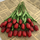 20pcs Artificial Tulips Flowers Fake Faux  Tulip Bouquet Real Touch Flower Arrangement for Home Room Office Party Wedding Decoration Excellent Gift Idea for Mothers Day(red)