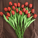 20pcs Artificial Tulips Flowers Fake Faux  Tulip Bouquet Real Touch Flower Arrangement for Home Room Office Party Wedding Decoration Excellent Gift Idea for Mothers Day(red)