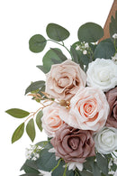 Artificial Dusty Rose Flowers Set of 2 for Wedding Welcome Signs Floral Decorations, Wedding Arch Flowers for Wedding Ceremony（60*30cm,40*20cm)