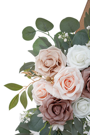 Artificial Dusty Rose Flowers Set of 2 for Wedding Welcome Signs Floral Decorations, Wedding Arch Flowers for Wedding Ceremony（60*30cm,40*20cm)