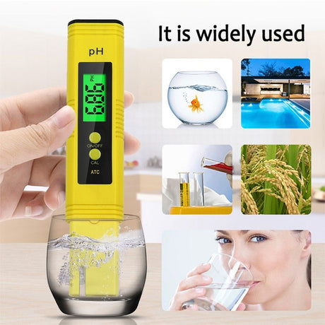PH Meter, Digital PH Meter for Water, 0.01 High Accuracy PH Tester with 0-14 PH Measurement Range for Hydroponics, Household Drinking, Pool and Aquarium （yellow）