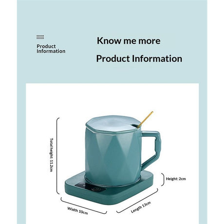 Coffee Mug Warmer with Cup, Coffee Warmer 55℃ Constant Temperature Thermostat Coaster Smart Cup Warmer for Heating Coffee, Beverage, Milk, Tea and Hot Chocolate (Green)