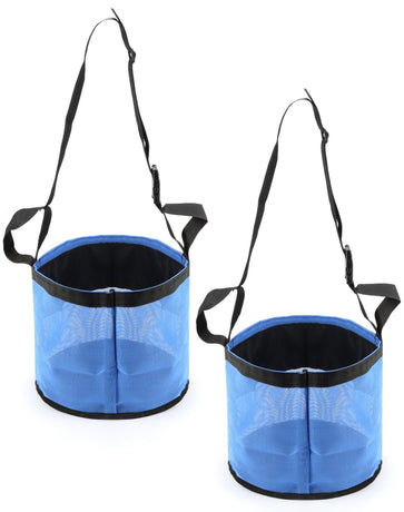 2 Pack Horse Feed Bag for Grain - Durable Mesh Grain Feeder with Adjustable Strap, Comfortable Neck and Nose Pad Horse Muzzle Feed Bag, (blue S size 21 * 18cm)