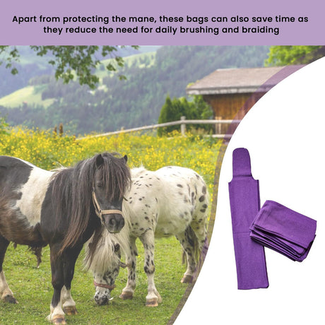 Protect Horse's Mane from Wind, Sun & Mud - Prevents Tangles, Rubbing Out and Breakage - Made with Nylon - Easy to Use and Washable - Set of 8  Purple;