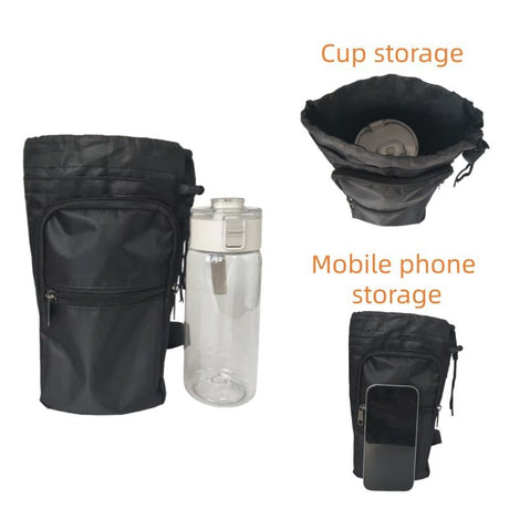 Saddle Water Bottle Holder with Pocket, Saddlebags for Horses with Adjustable Strap, Horse Riding Accessory, Easy to Attach, Black