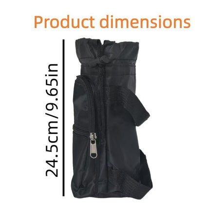 Saddle Water Bottle Holder with Pocket, Saddlebags for Horses with Adjustable Strap, Horse Riding Accessory, Easy to Attach, Black