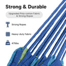 Hammocks Portable Camping Hammock Upgraded Comfortable Fabric Hammock with Two Anti Roll Balance Beam and Sturdy Tree Straps for Camping, Patio, （Blue Green，260*80cm）