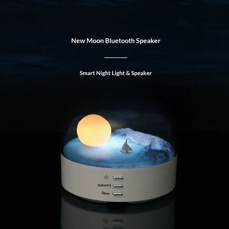 Elegant Moon Sea and Snow Mountain LED Night Light Music Speaker Lamp USB Type-C Rechargeable, Brightness Adjustable, Ideal Bedroom Mood Light and Gift