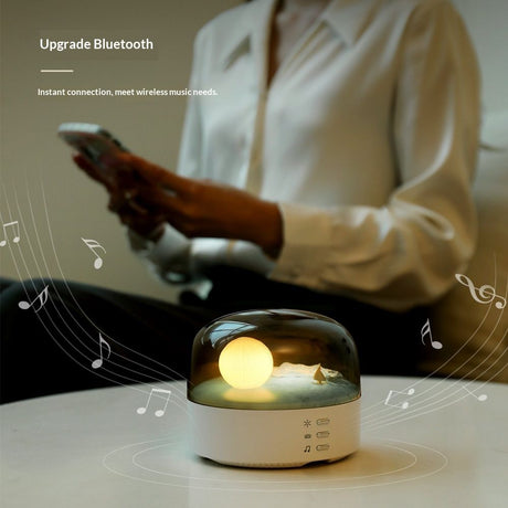Elegant Moon Sea and Snow Mountain LED Night Light Music Speaker Lamp USB Type-C Rechargeable, Brightness Adjustable, Ideal Bedroom Mood Light and Gift