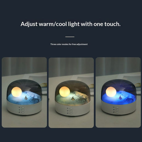 Elegant Moon Sea and Snow Mountain LED Night Light Music Speaker Lamp USB Type-C Rechargeable, Brightness Adjustable, Ideal Bedroom Mood Light and Gift