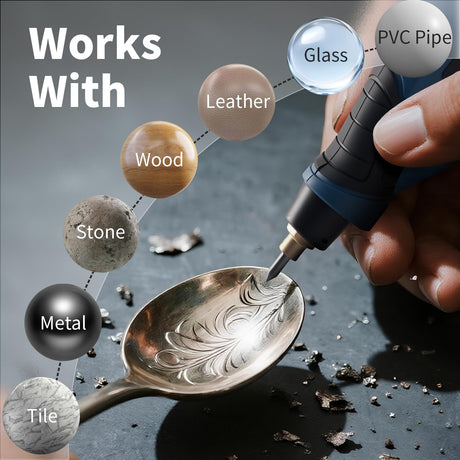 Engraver Pen, 25W 6 Speed Engraving Pen for Metal, Wood, Glass and Plastic, Handheld Engraving Etching Tool with Tungsten Carbide Steel Bit and Hex Key Ink blue 220V