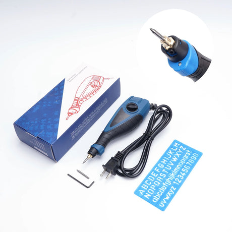 Engraver Pen, 25W 6 Speed Engraving Pen for Metal, Wood, Glass and Plastic, Handheld Engraving Etching Tool with Tungsten Carbide Steel Bit and Hex Key Ink blue 220V