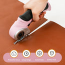 Cordless Electric Scissors, Cardboard Cutter with Safety Lock Electric Mini Cutter Power Rotary Scissors for Leather Felt Rug Box with Storage Box Pink
