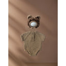 Baby Photography Props Newborn Boy Girl Photo Shoot Outfits Crochet Costume Infant Knitted Hat Sets（khaki）