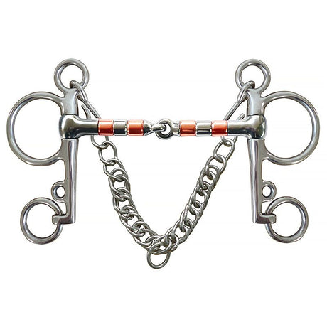 Horse Bit Snaffle Bit for Horse Training Outdoor Horse Accessories Horse Chewing Bit Equestrian Metal with Hooks, Curb Chain