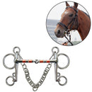 Horse Bit Snaffle Bit for Horse Training Outdoor Horse Accessories Horse Chewing Bit Equestrian Metal with Hooks, Curb Chain
