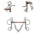 Horse Bit Snaffle Bit for Horse Training Outdoor Horse Accessories Horse Chewing Bit Equestrian Metal with Hooks, Curb Chain