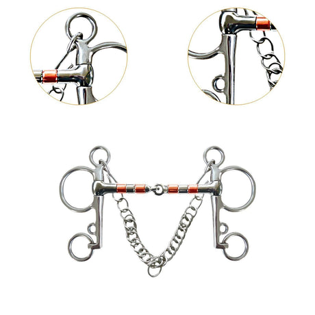 Horse Bit Snaffle Bit for Horse Training Outdoor Horse Accessories Horse Chewing Bit Equestrian Metal with Hooks, Curb Chain