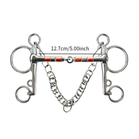 Horse Bit Snaffle Bit for Horse Training Outdoor Horse Accessories Horse Chewing Bit Equestrian Metal with Hooks, Curb Chain