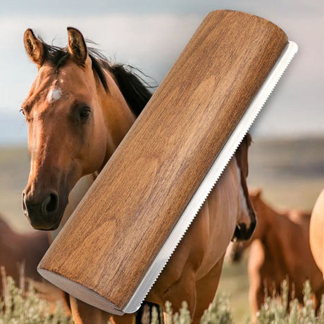 Original Deshedding Grooming Tools for Horse, Cats & Dogs Easy Ergonomic Wooden Handle Professional Brush Grooming Tool, Remove painlessly