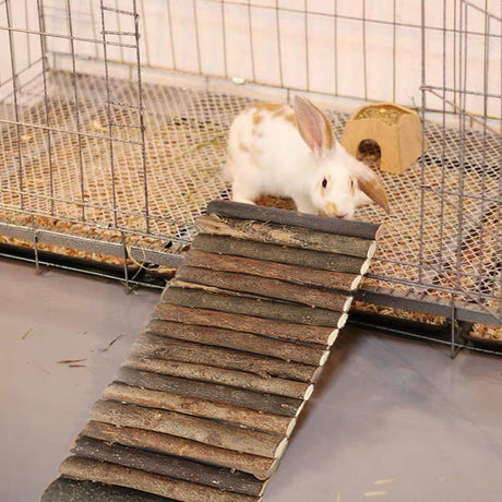 Guinea Pig Wooden Ladder Bridge Rabbits Hideout, House, Tunnel, Rodents Chew Toys for Bunny, Chinchillas, Hedgehogs, Ferrets,（20*10cm）