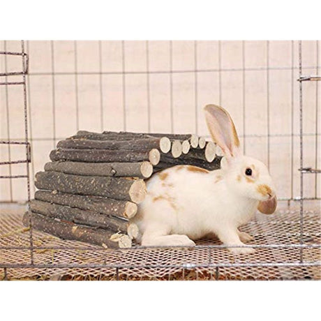 Guinea Pig Wooden Ladder Bridge Rabbits Hideout, House, Tunnel, Rodents Chew Toys for Bunny, Chinchillas, Hedgehogs, Ferrets,（20*10cm）