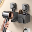 Hair Dryer Holder Wall Mounted with Tool Organizer, Blow Dryer Holder Compatible, Hair Dryer Hanger Mount for Bathroom, Vanity, Gray