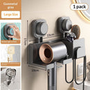 Hair Dryer Holder Wall Mounted with Tool Organizer, Blow Dryer Holder Compatible, Hair Dryer Hanger Mount for Bathroom, Vanity, Gray