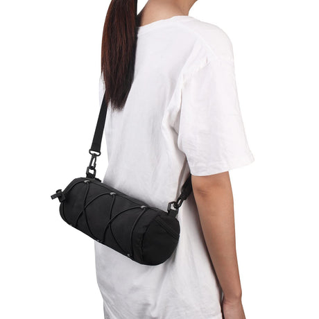 Bike Handlebar Bag, Bicycle Front Bag Shoulder Bag Storage Bag with Shoulder Strap for Road Mountain Bike Cycling Travel（black,22*11*11cm)