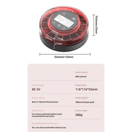 Automatic Fish Feeder for Aquarium - Moisture-Proof and Precision Feeding Betta Vacation Feeder, USB Rechargeable Auto Fish Food Dispenser with Timer,LCD Display