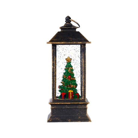 Snow Globe Christmas Lantern Decorations, Snow Globe Lantern with Swirling Glitter, Christmas Tree Lighted Christmas Decorations Indoor for Home