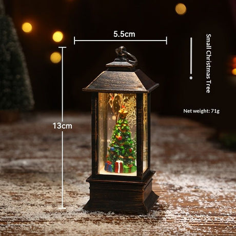 Snow Globe Christmas Lantern Decorations, Snow Globe Lantern with Swirling Glitter, Christmas Tree Lighted Christmas Decorations Indoor for Home