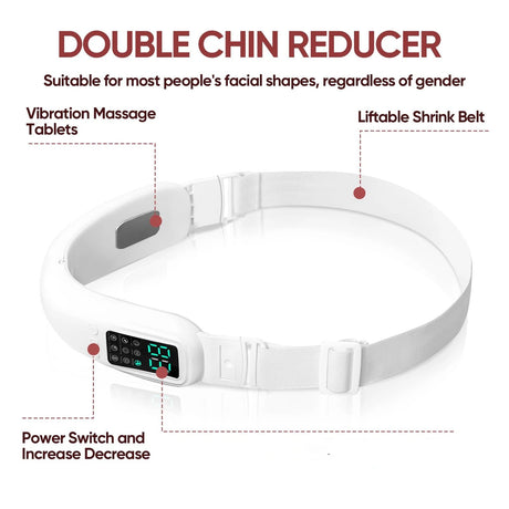 Intelligent Electric Double Chin and V-Shaped Face Machine with 12Adjustable Intensities - Women's V-Face Machine(white,25.6*4.5cm）