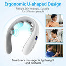 Neck Massager with Heat, Electric Pulse Neck Massager for Pain Relief, Wireless  Intelligent Massager for Women（white,15.3*13.9*3.45cm)