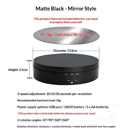 Motorized Rotating Display Stand, 360 Degree Electric Rotating Turntable for Photography Products, Jewelry, 3D Model , White